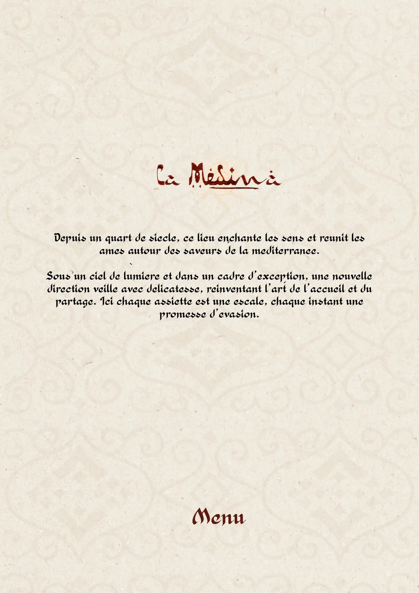NEW Menu Medina